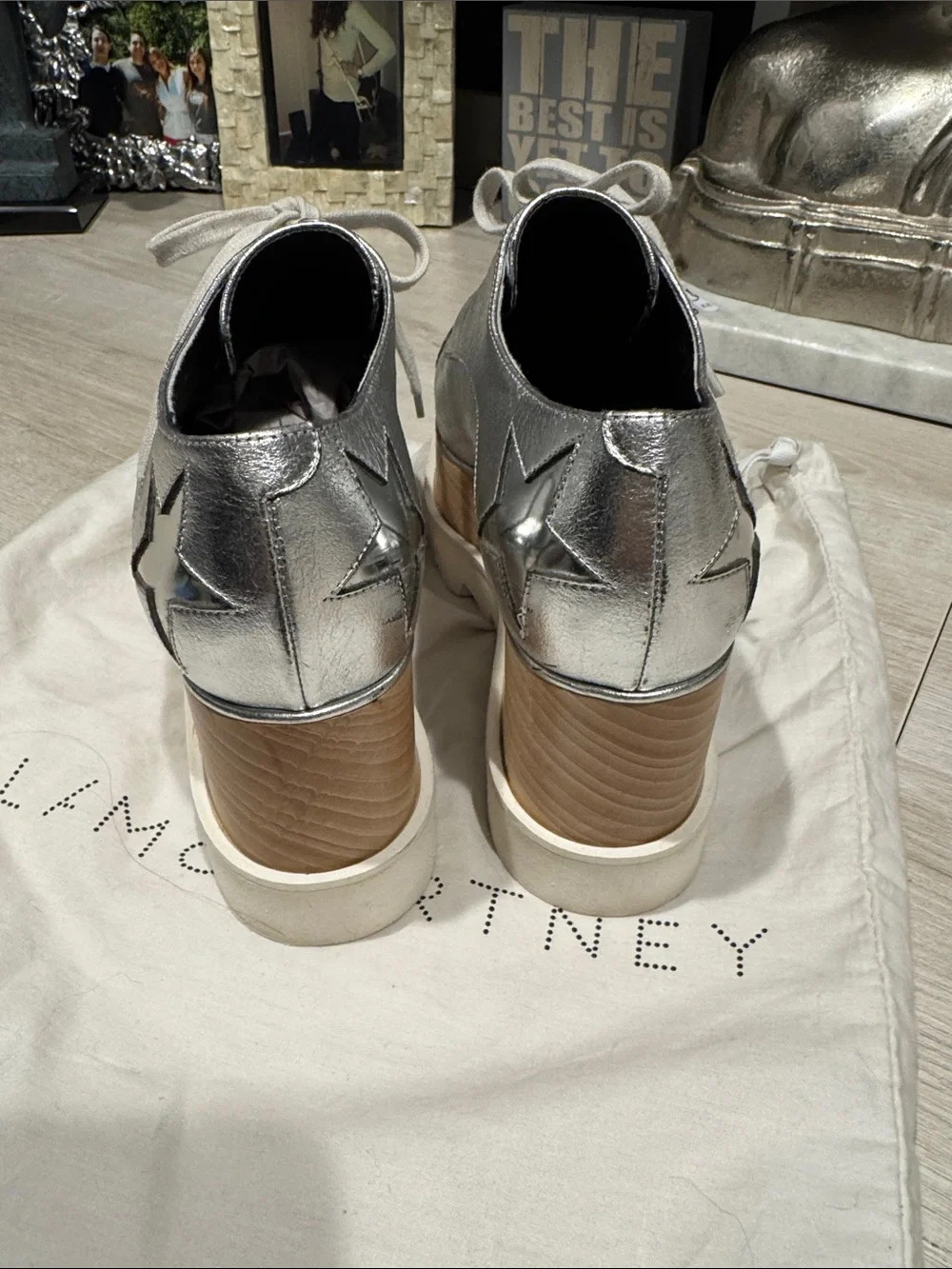 Stella McCartney Silver Metallic Star Lace-Up Shoes